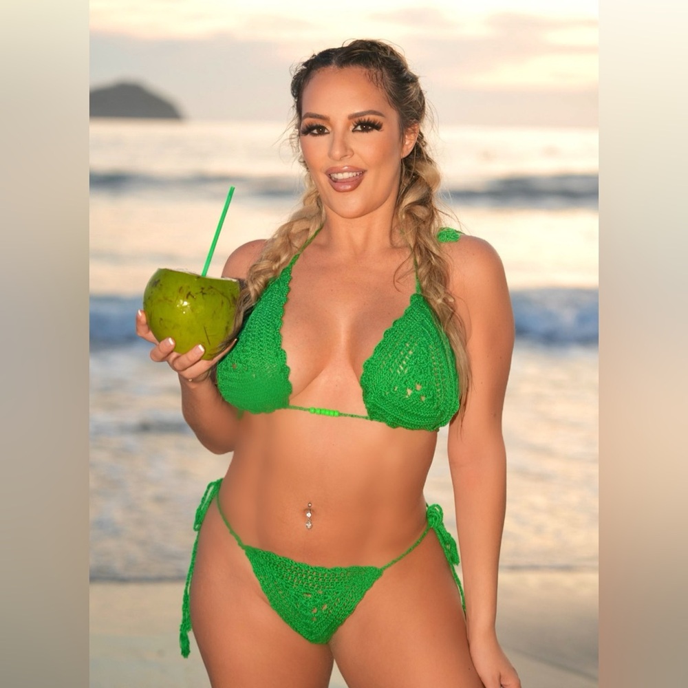 Green crochet bikini handmade swimsuit swimwear two pieces